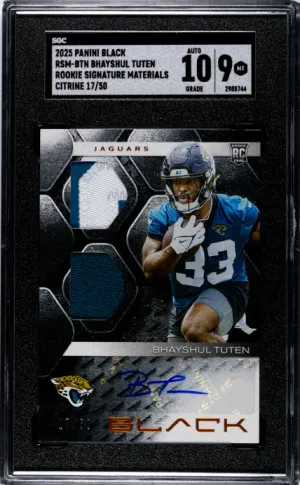 2025 Panini Black Bhayshul Tuten /50 SGC 9 front