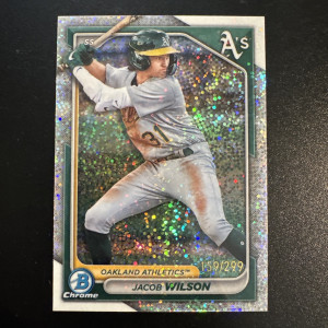 2024 Bowman Chrome Prospects Jacob Wilson Speckle Refractor /299 front