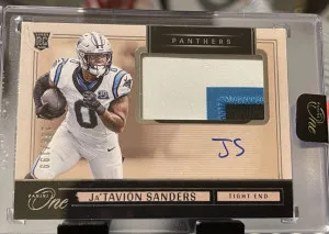 2024 Panini One Ja'Tavion Sanders #24 Rookie Patch Auto  RC /199 front