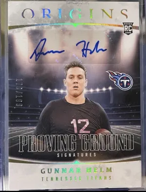 2025 Panini Origins Gunnar Helm Rookie Proving Grounds Auto /199 # PGD-JHM (RC) front