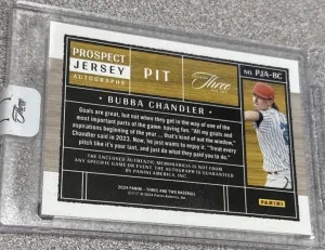 BUBBA CHANDLER 2024 Panini Three & Two PIRATES ROOKIE Relic AUTO /99 # PJA-BC back