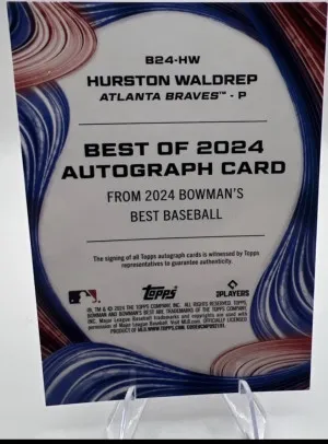 2024 Bowman's Best - Hurston Waldrep Best Of 2024 Auto #B24-HW Braves back