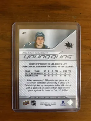 2024-25 Series 2 Macklin Celebrini #451 Young Guns back