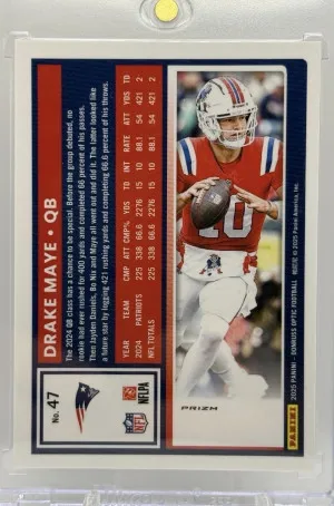 2025 Panini Donruss Optic #47 Drake Maye Fire Emoji (SSP) Case Hit back