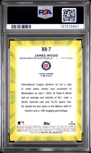 2025 Topps Chrome Radiating Rookies James Wood back