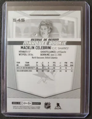Macklin Celebrini O-Pee-Chee Marquee Rookie back