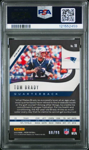 2019 Panini Prizm Tom Brady Blue Ice /99 back