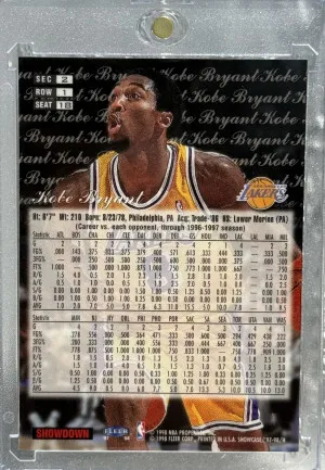 1997/98 Flair Showcase KOBE BRYANT ROW 1 REFRACTOR “GRACE” HOLO  #18 back