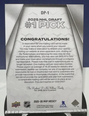 25-26 MVP #1 NHL Draft Pick Redemption (Matthew Schaefer?) back