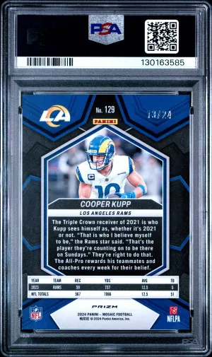 2024 Panini Mosaic Cooper Kupp Gold Sparkle /24 POP 1 back