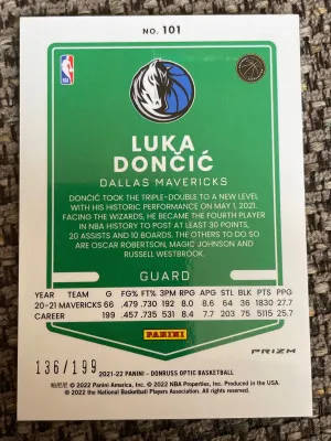 Luka Doncic Optic Orange /199 back
