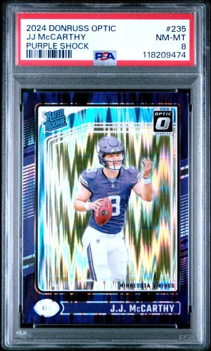 2024 Panini Donruss Optic Jj Mccarthy Purple Shock front