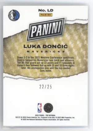 2022 Panini The National Luka Dončić #LD Silver 22/25 back