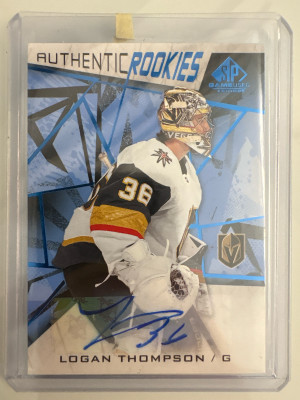 Logan Thompson, 2021-22 SP Game Used Authentic Rookies Auto front