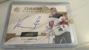 Vitek Vanecek, 2022-23 SP Authentic, Curated Signatures, Auto /99 front