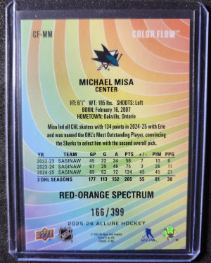 Michael Misa Red-Orange Spectrum /399 Rookie back