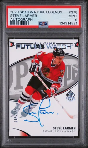 2020-2021 Upper Deck SP Signature Legends Steve Larmer All-Time Future Watch Auto front