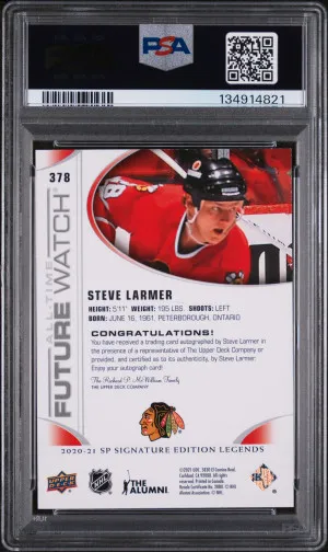 2020-2021 Upper Deck SP Signature Legends Steve Larmer All-Time Future Watch Auto back