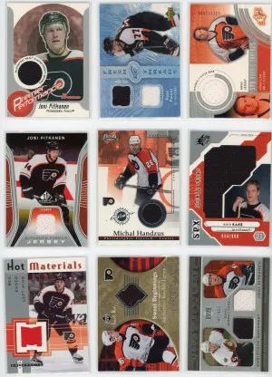 Philadelphia Flyers 9 Card Memorabilia Lot front