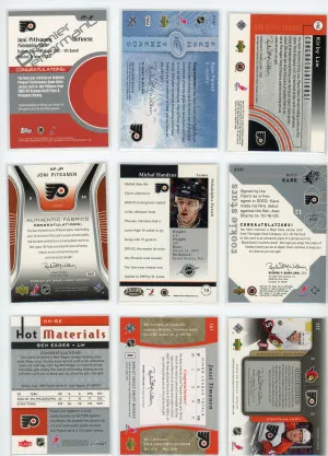 Philadelphia Flyers 9 Card Memorabilia Lot back