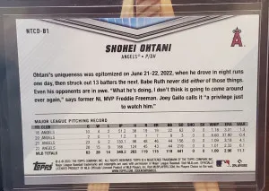 SHOHEI OHTANI 2023 TOPPS INTERNATIONAL TRADING CARD DAY NO. NTCD B-1 back