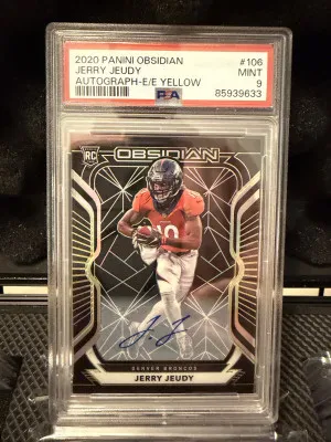 2020 Panini Obsidian Jerry Jeudy Autograph-E/E Yellow front