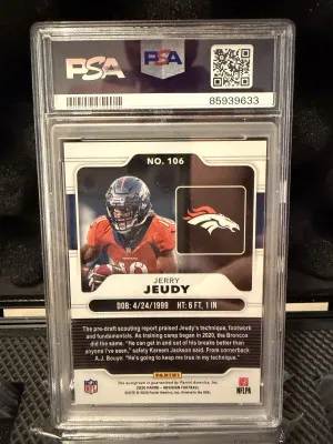 2020 Panini Obsidian Jerry Jeudy Autograph-E/E Yellow back