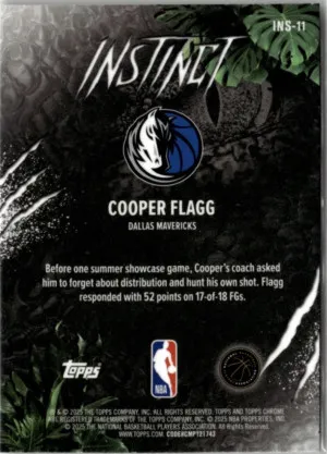 Cooper Flagg 2025-26 Topps Chrome Basketball RC Instinct Case Hit back