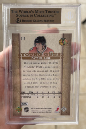 2007-08 Upper Deck Series One YG #210 Patrick Kane BGS 9.5 back