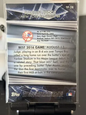 2016 Bowman's Best Top Prospects Aaron Judge #TP-28 Refractor (RC) back