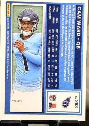 2025 Panini Donruss Optic Rated Rookie Cam Ward #293 (RC) Halo Prizm back