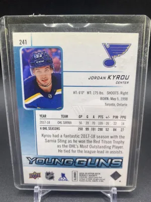 Jordan Kyrou Young Guns 2018-19 Upper Deck Series 1 back