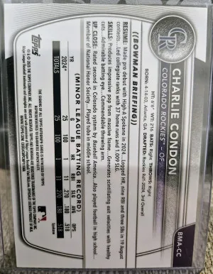 2025 Bowman Chrome Mega Box Charlie Condon Red Auto 5/5 back