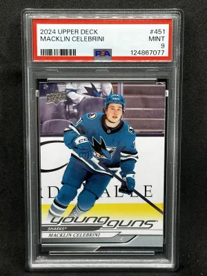 Macklin Celebrini 2024-25 Young Guns Rookie YG PSA 9 front
