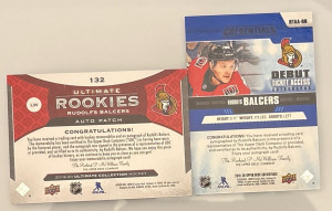 Rudolfs Balcers - 2 Card Rookie Lot (Patch Auto /99 & Auto /299 back