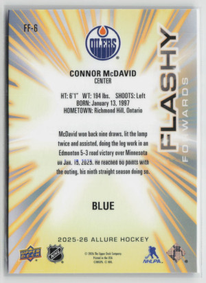 2025-26 Upper Deck Allure Flashy Forwards Connor McDavid #FF-6 Blue back