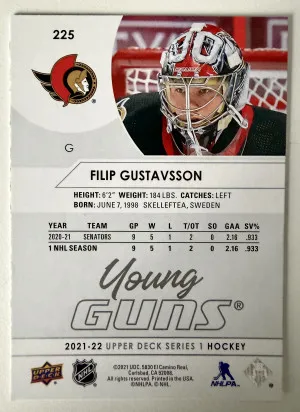 2021 Upper Deck Series 1 Young Guns Filip Gustavsson Rookie back
