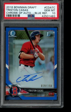 2018 Bowman Draft Chrome Draft Picks Autographs Triston Casas Chr. Dp Auto-Blue Ref. front
