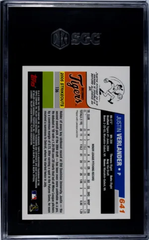 2006 Topps Justin Verlander SGC 9.5 back