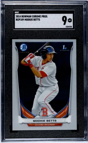 2014 Bowman Chrome Draft Mookie Betts SGC 9 front