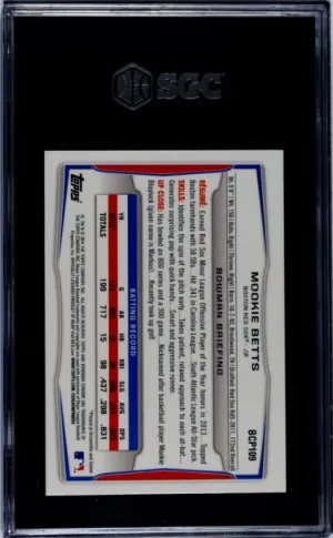 2014 Bowman Chrome Draft Mookie Betts SGC 9 back