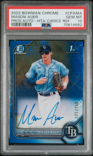 2022 Bowman Chrome Prospect Autographs Mason Auer Pros.auto-Hta Choice Ref. front