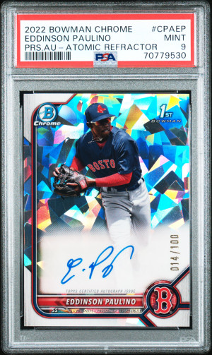 2022 Bowman Chrome Prospect Autographs Eddinson Paulino Prs.au-Atomic Refractor front