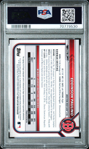 2022 Bowman Chrome Prospect Autographs Eddinson Paulino Prs.au-Atomic Refractor back