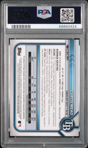 2022 Bowman Chrome Prospect Autographs Curtis Mead Chr.pros.auto-Atomic Ref. back