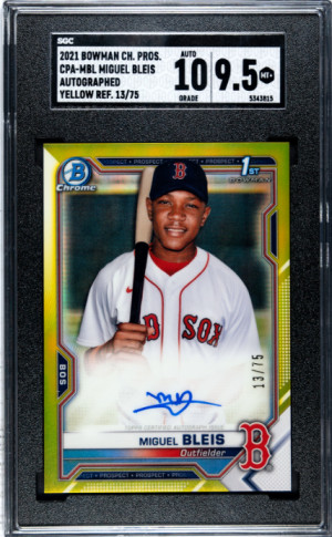 2021 Bowman Chrome Prospects Miguel Bleis SGC 9.5 front