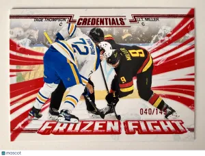2024 Upper Deck Credentials Frozen Fight Tage Thompson J.T. Miller Red /149 front