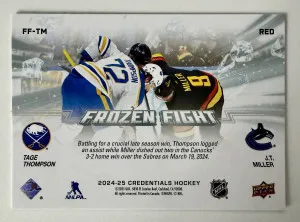 2024 Upper Deck Credentials Frozen Fight Tage Thompson J.T. Miller Red /149 back