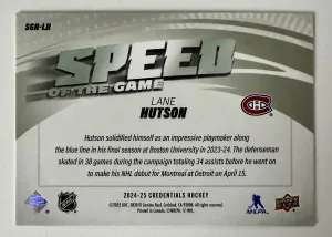 2025 Upper Deck Credentials Speed of the Game Lane Hutson Rookie back
