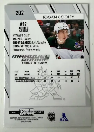 2024 O-Pee-Chee Platinum Logan Cooley Marquee Rookie back